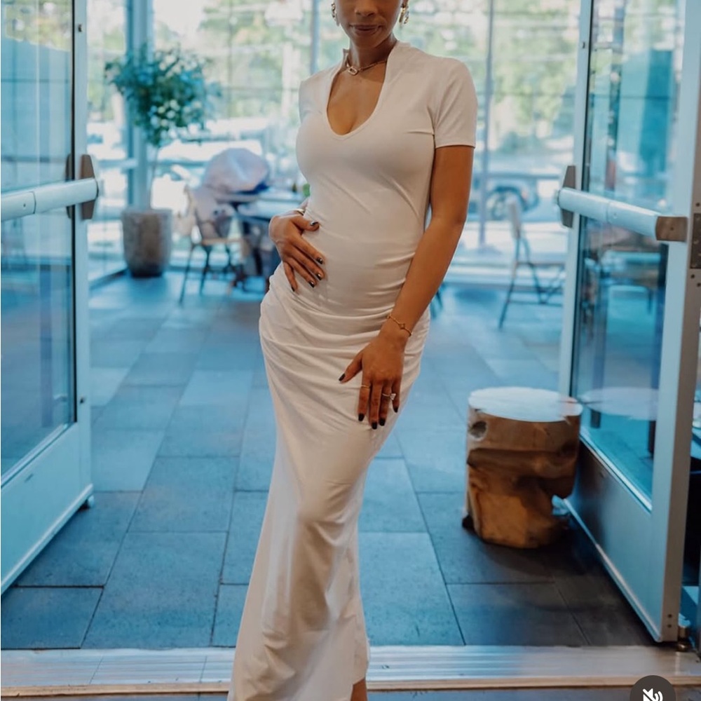 SHEIN White Gathered Maxi Dress